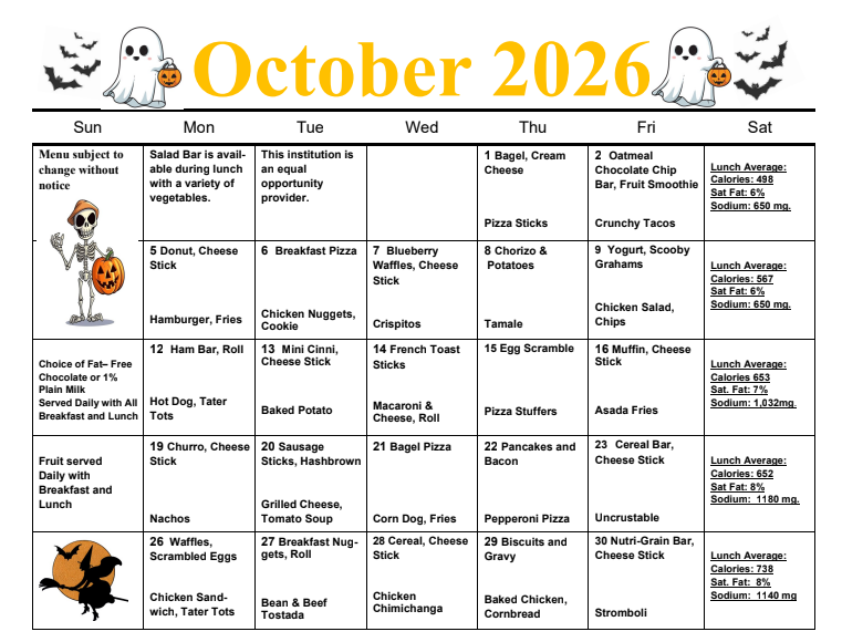 October Menu