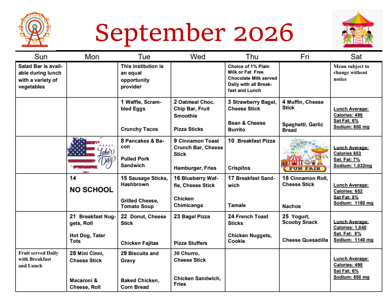 Sept. Menu