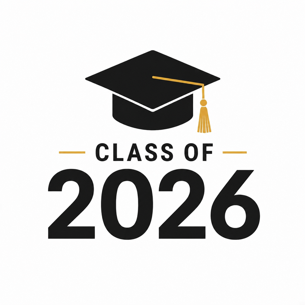 Graduation Cap with the Words Class of 2026 written below it.