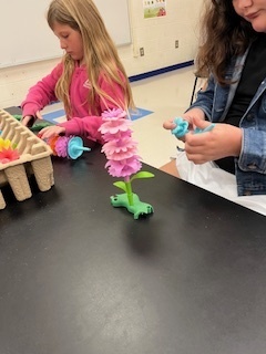 students building flowers