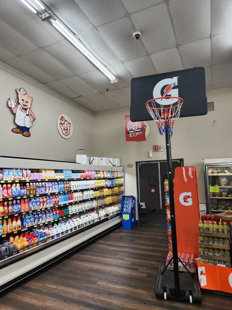 food aisles, basketball goal