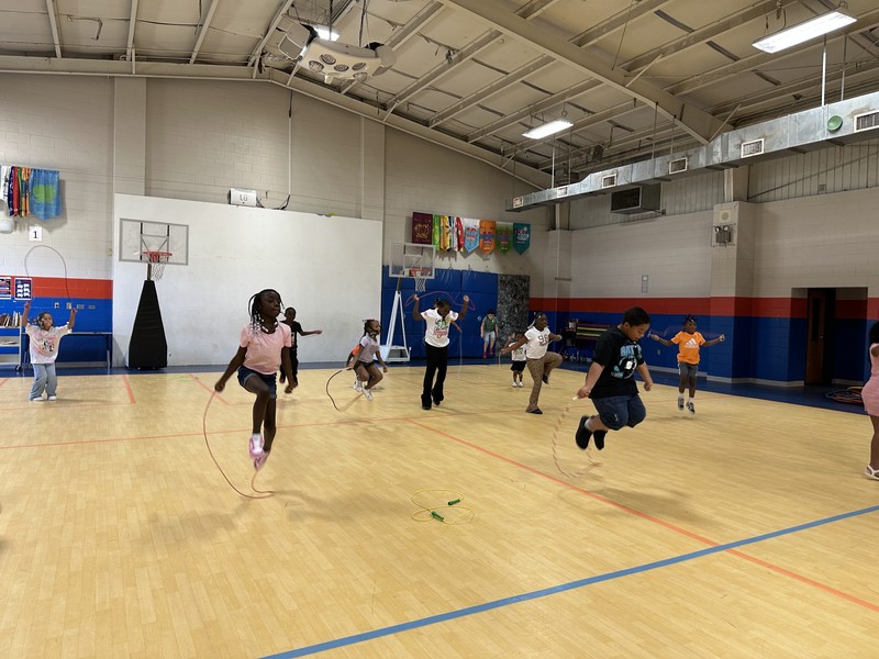 gym, hula hoops, students