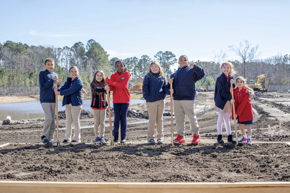 Students at groundbreaking event