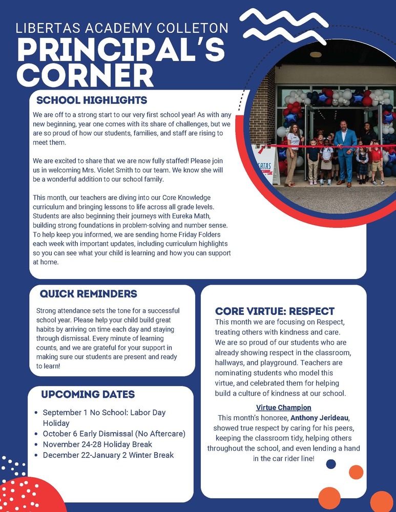 LAC Principal's Corner: August Edition