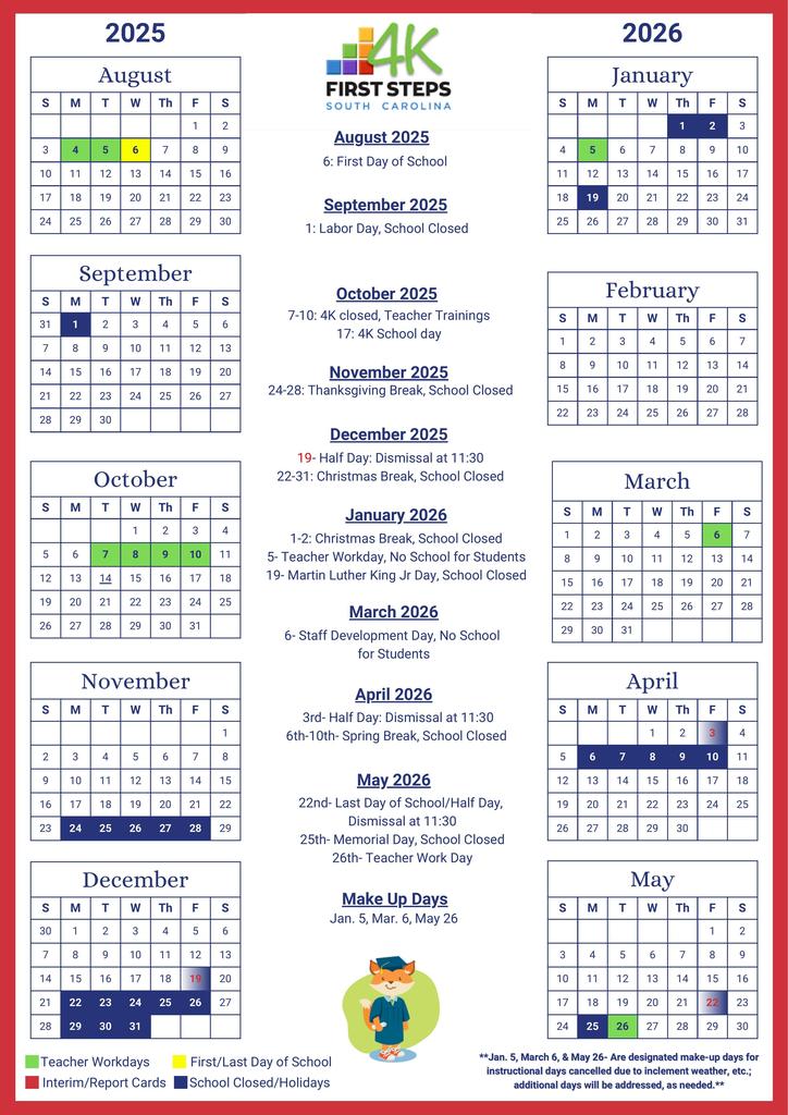 4K calendar (2025-2026)
