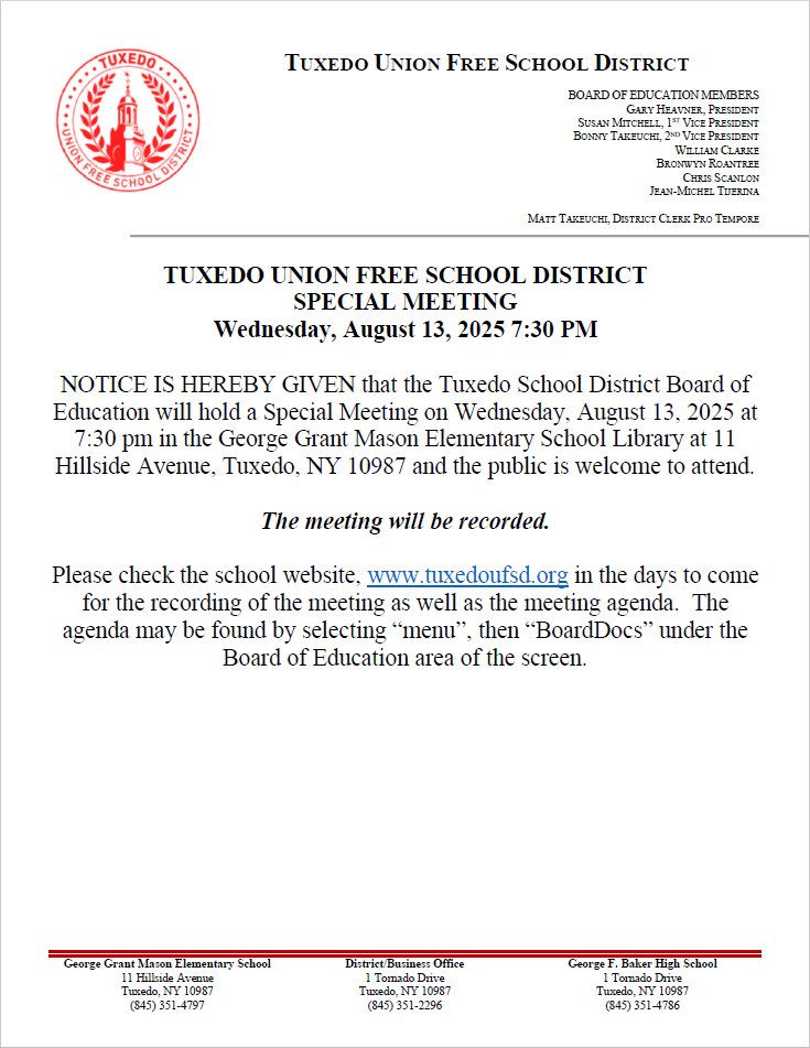 Updated - Special BOE Meeting Announcement 8/13/2025