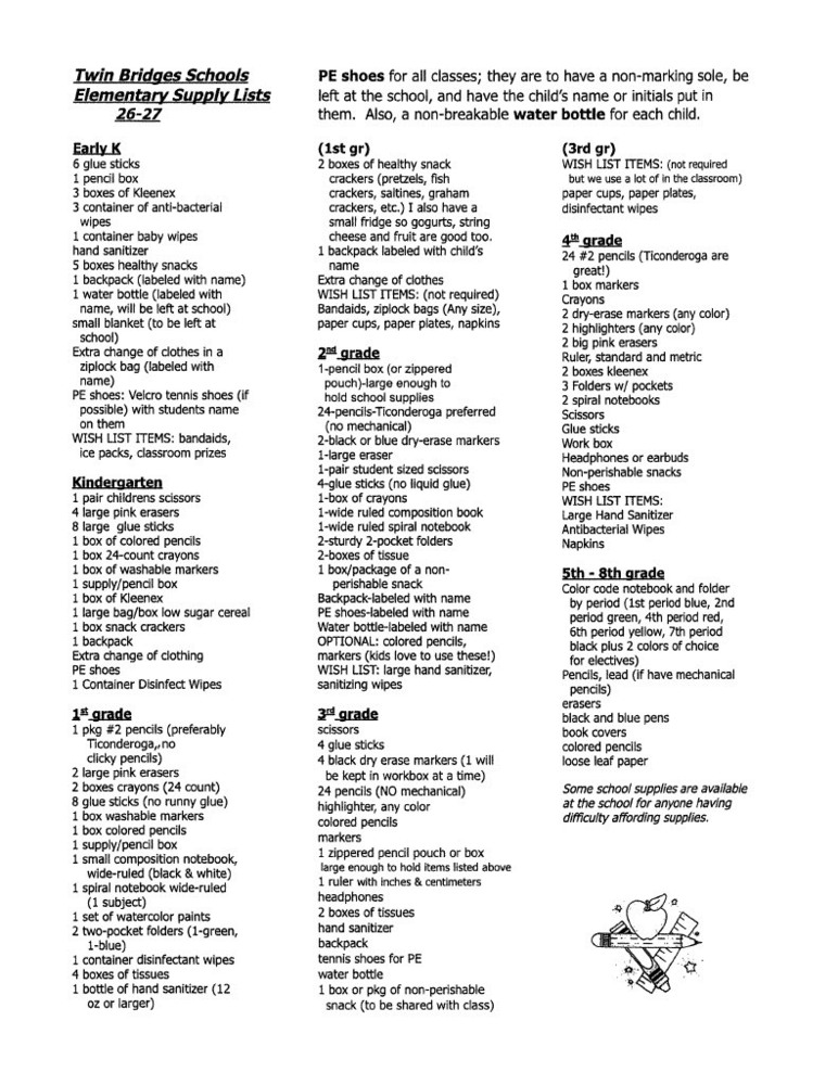 School Supply List