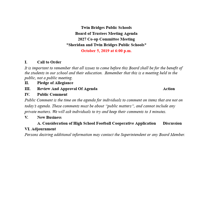 Football Cooperative Committee Meeting