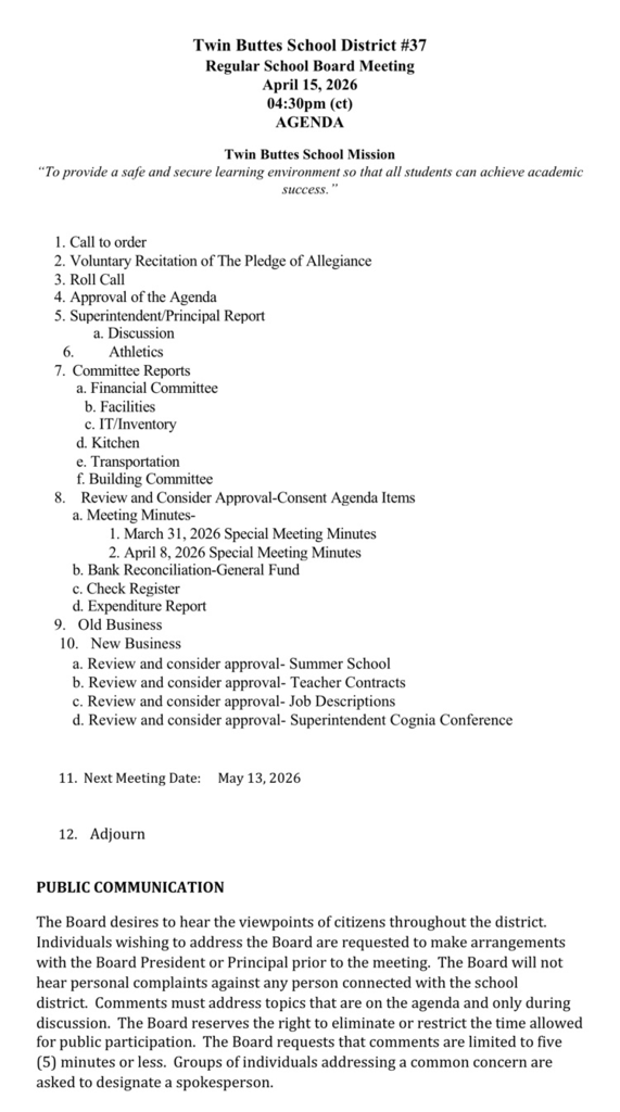 April 15, 2026 Agenda 