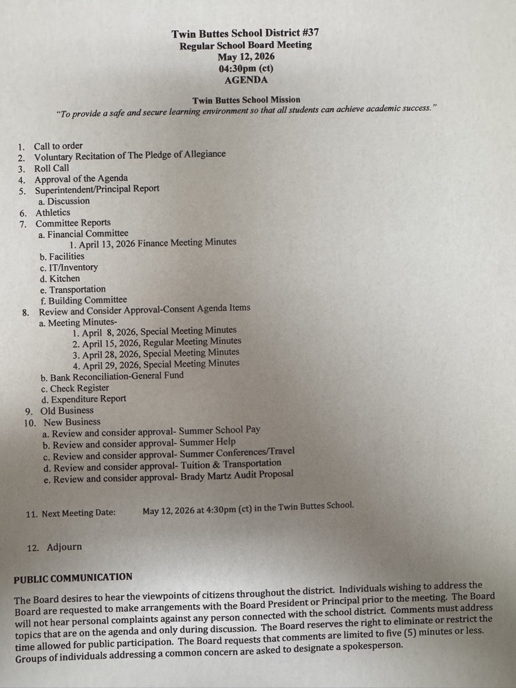 May Agenda