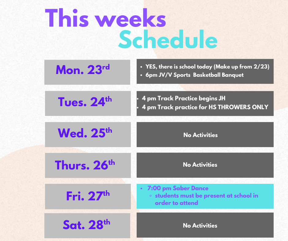 Weekly events 