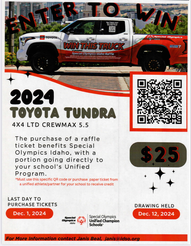 Toyota Tundra Truck and QR Code to purchase raffle tickets
