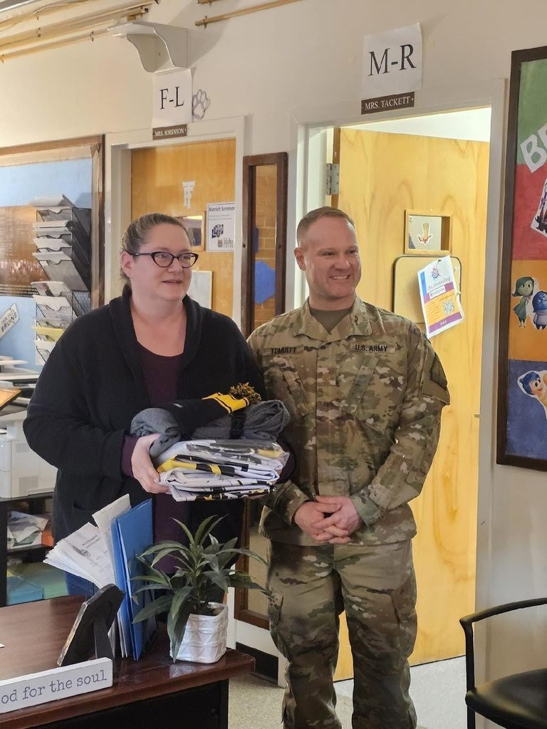 Major Tomulty surprised Carolyn Weister yesterday morning with an amazing prize package she won in the 2024 Winter Giveaway sponsored by the National Guard