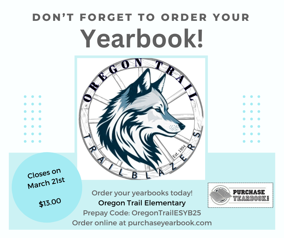 Yearbook Order Form for Oregon Trail Elementary