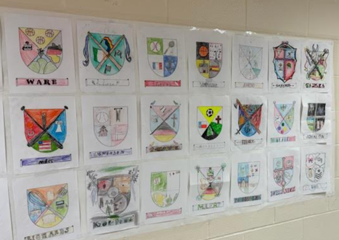 OMS students family crests they created.