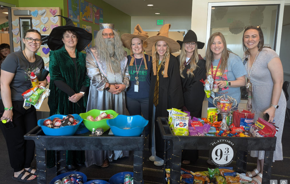 🧙♀️✨ A Magical Treat for Teacher Appreciation Week! Rock Creek’s amazing PTO brought a bit of Hogwarts magic to campus with a Harry Potter-themed trolley cart, filled with snacks and beverages generously donated by our wonderful parents! 🧁☕ The trolley made its way to every classroom, giving our hardworking teachers a much-deserved 15-minute break to relax and recharge. Just look at the joy on their faces—proof that a little kindness (and a touch of wizardry) goes a long way! 💫🍫 #TeacherAppreciationWeek #RockCreekMagic #ThankYouTeachers #PTOHeroes #WizardingWellness