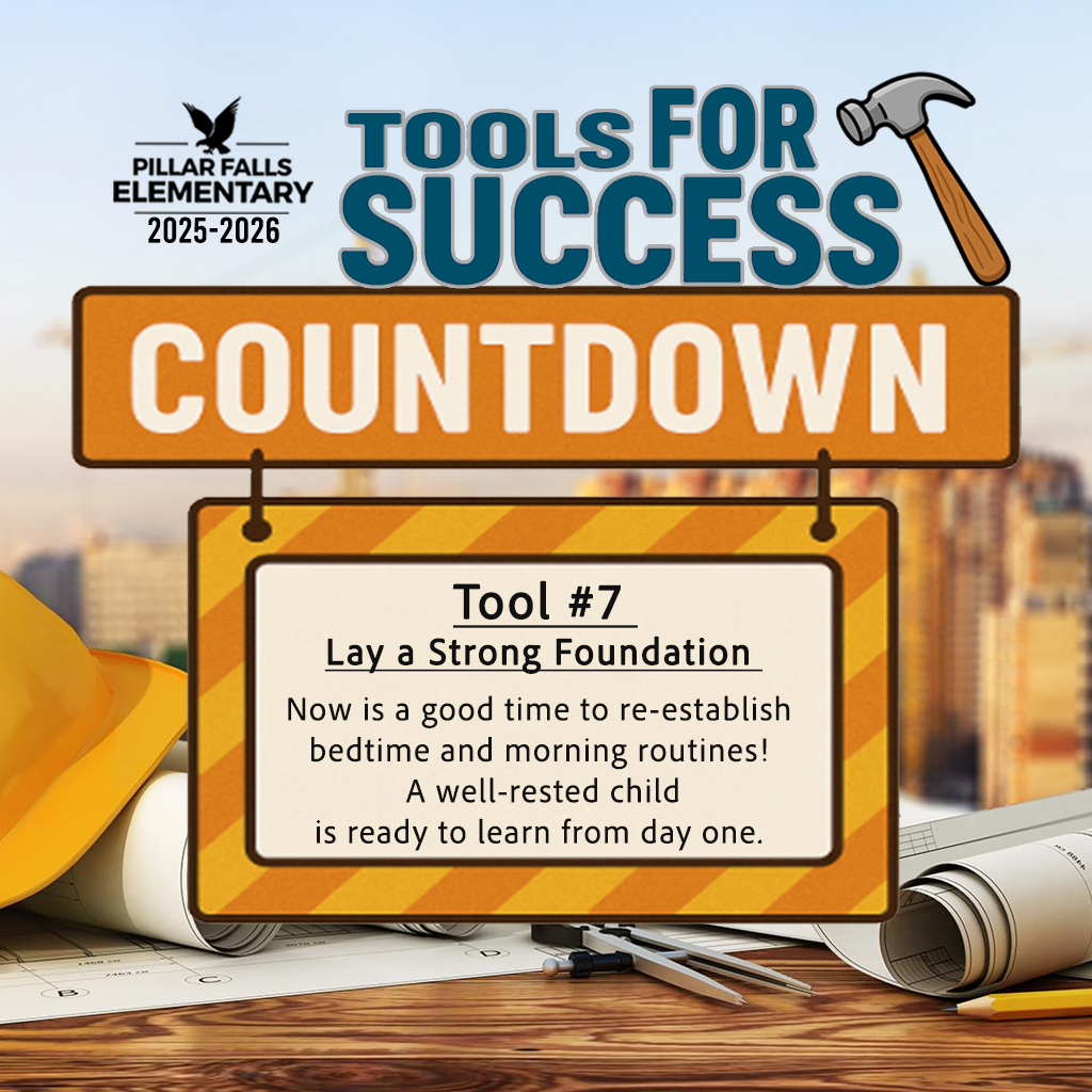 construction site with tools, hat, compass, and a tip for back to school