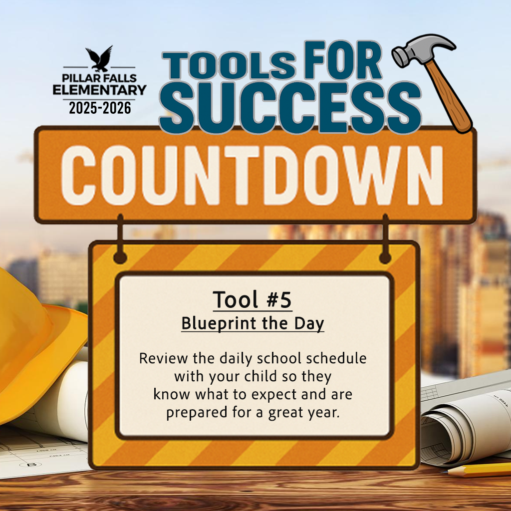 construction site with tools, hat, compass, and a tip for back to school