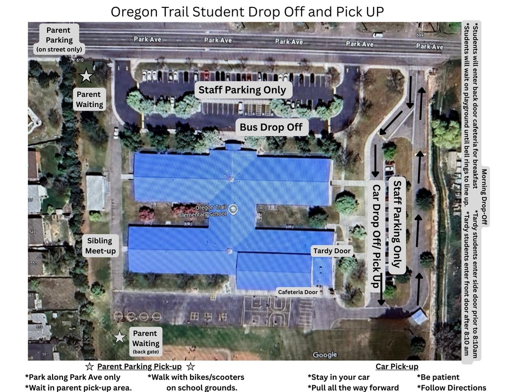 Oregon Trail Student Drop Off and Pick Up Map