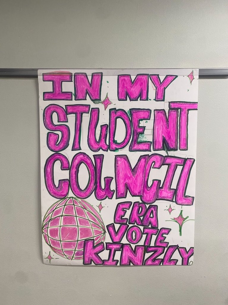 Student Council Poster asking for votes for Kinzly