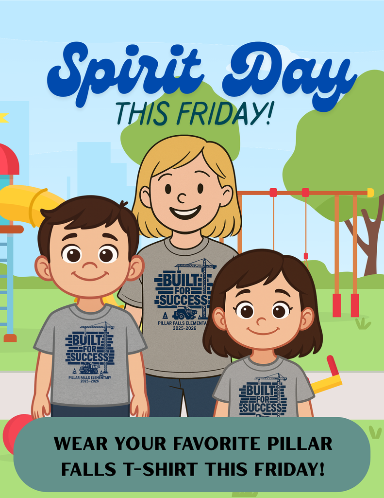three people wearing Pillar Falls spirit gear with a playground in the background