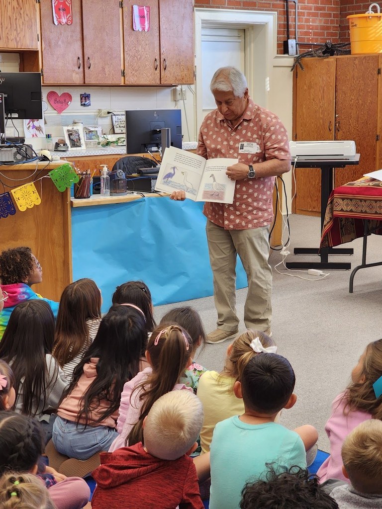 Author Richard Aldama, reading his book to Bickel student's