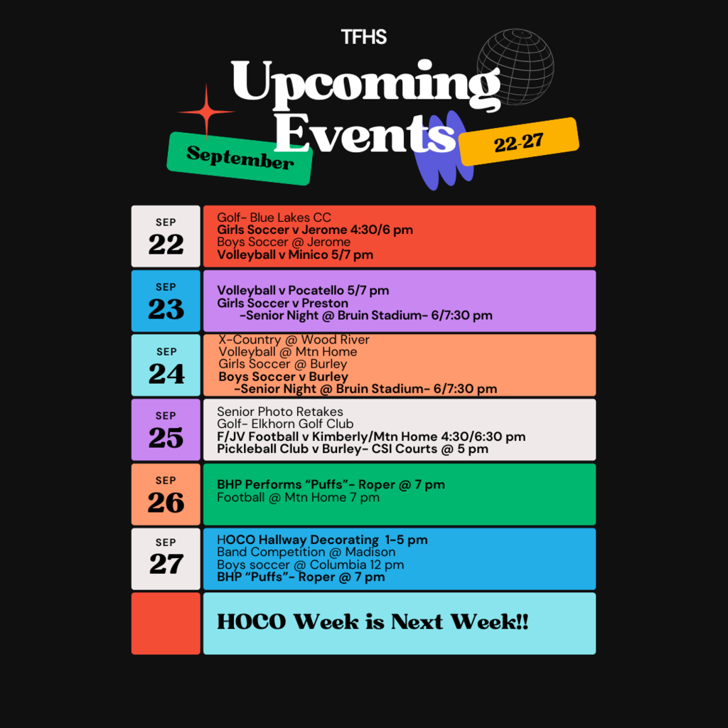 TFHS Upcoming Events