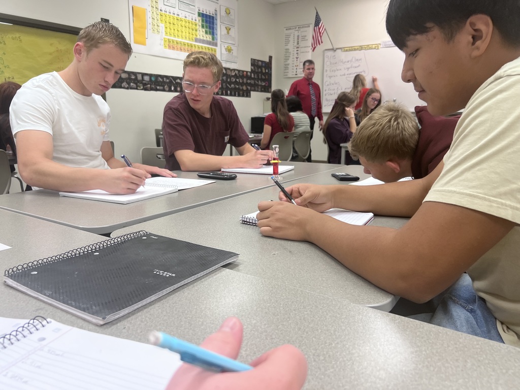 Mr. Franklin's Honors Chemistry class at CRHS learning about measurements.