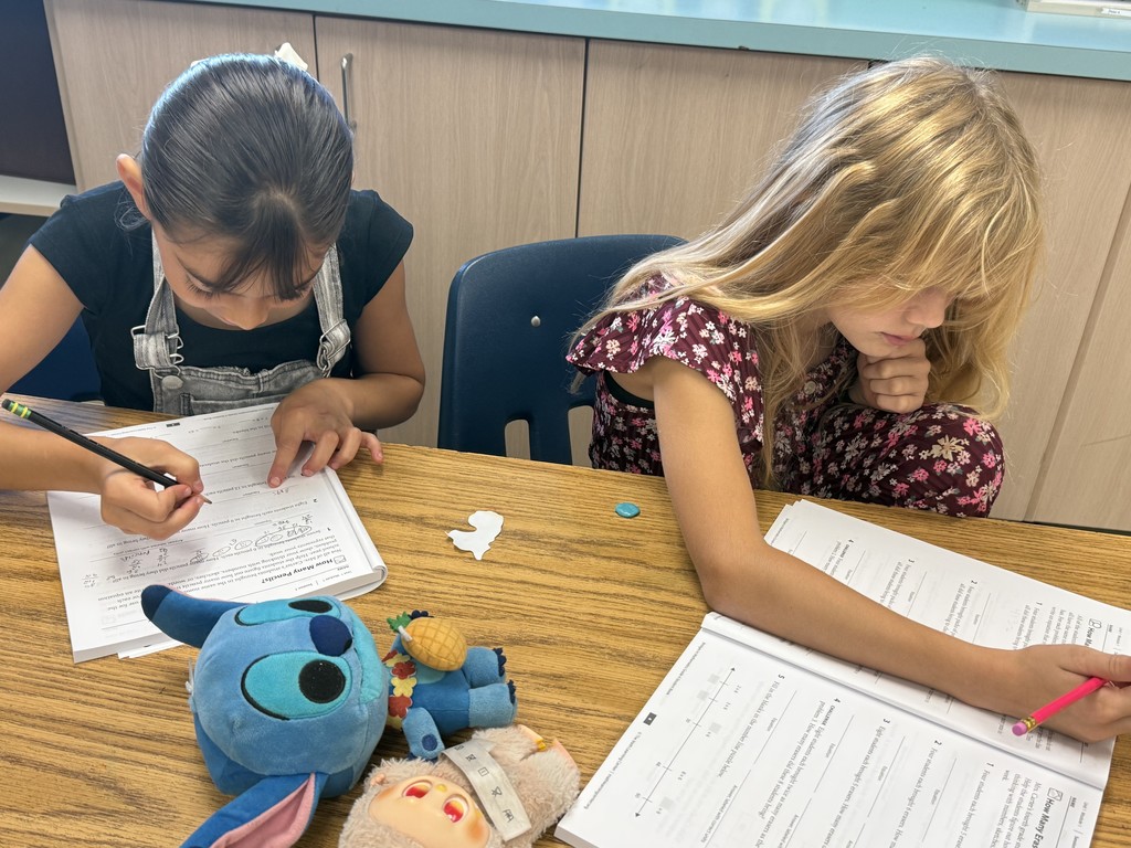 Students working hard in class