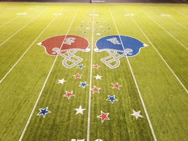 Service bowl at TFHS, CRHS vsTFHS Painted on the field