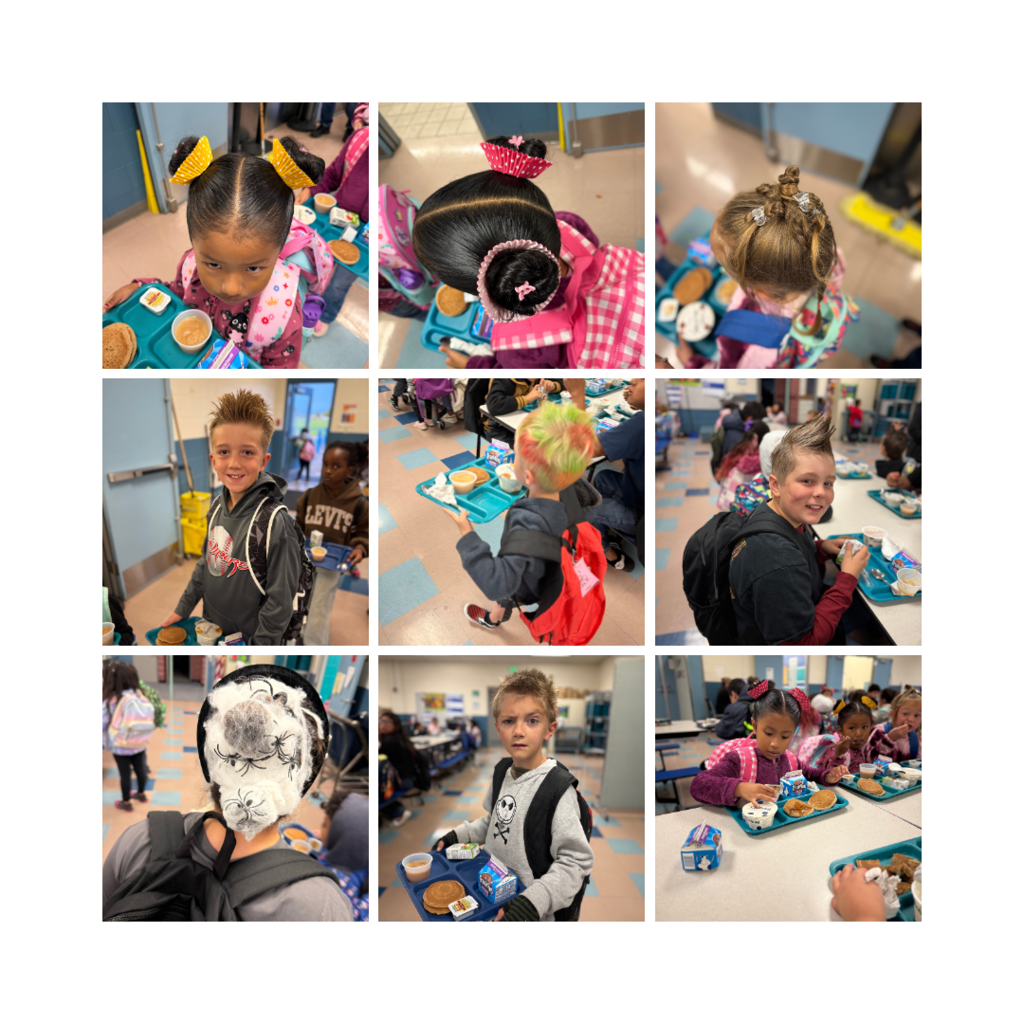 Crazy Hair Day - students and teachers posing with their crazy hair