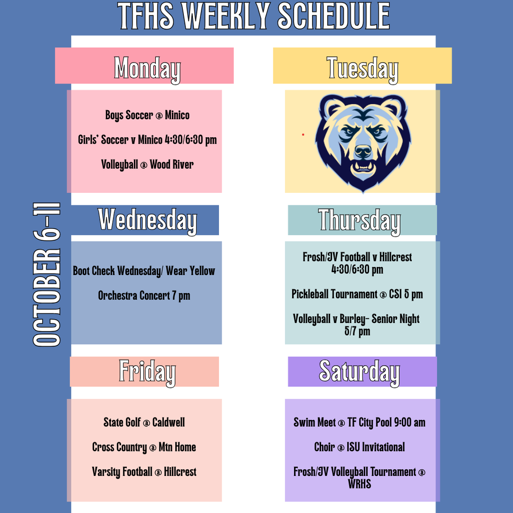 TFHS Weekly Activities October 6-11