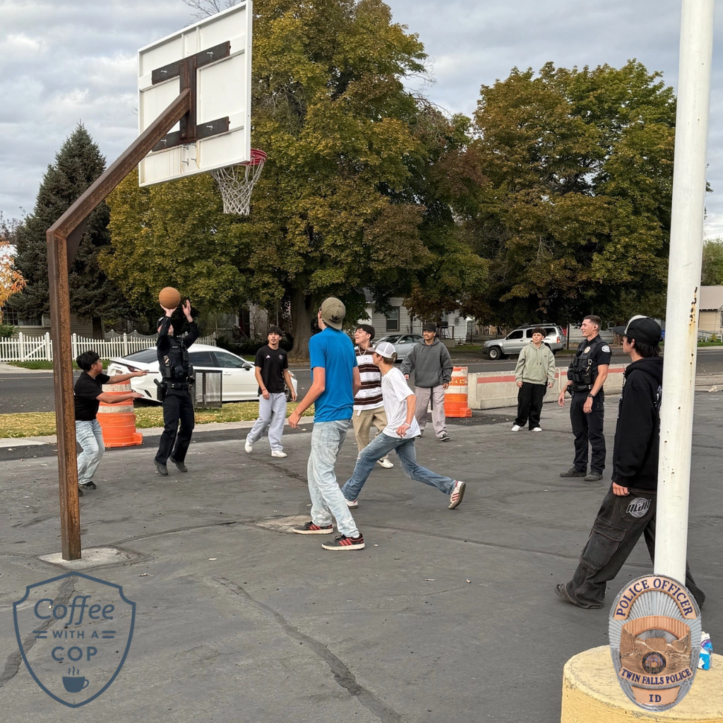 Coffee with a cop at MVHS turned into a basketball game.