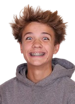 a school picture of a student with spiked hair and smiling big