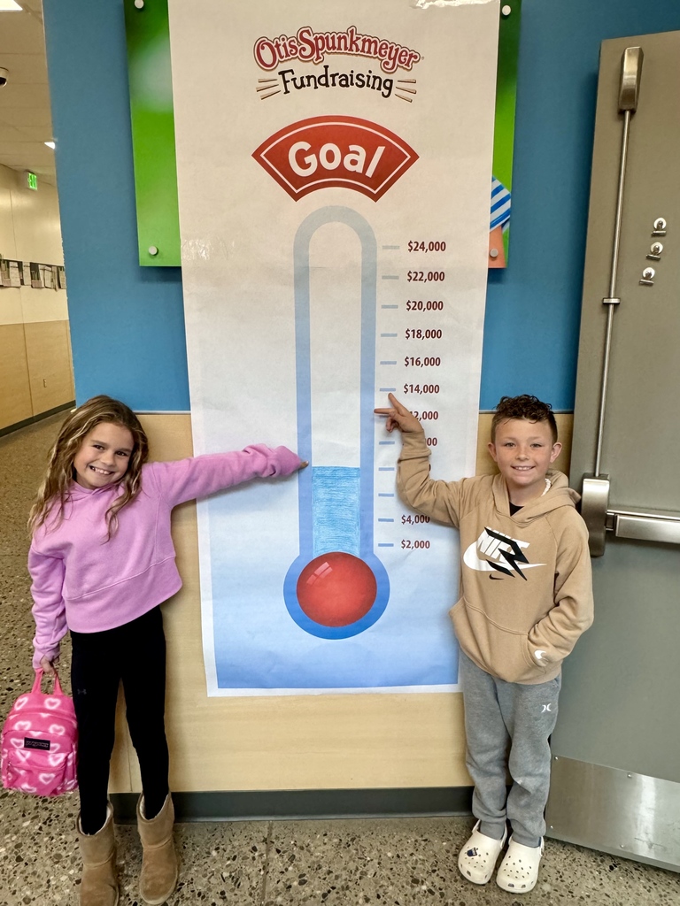 kids pointing to a goal on the thermometer 
