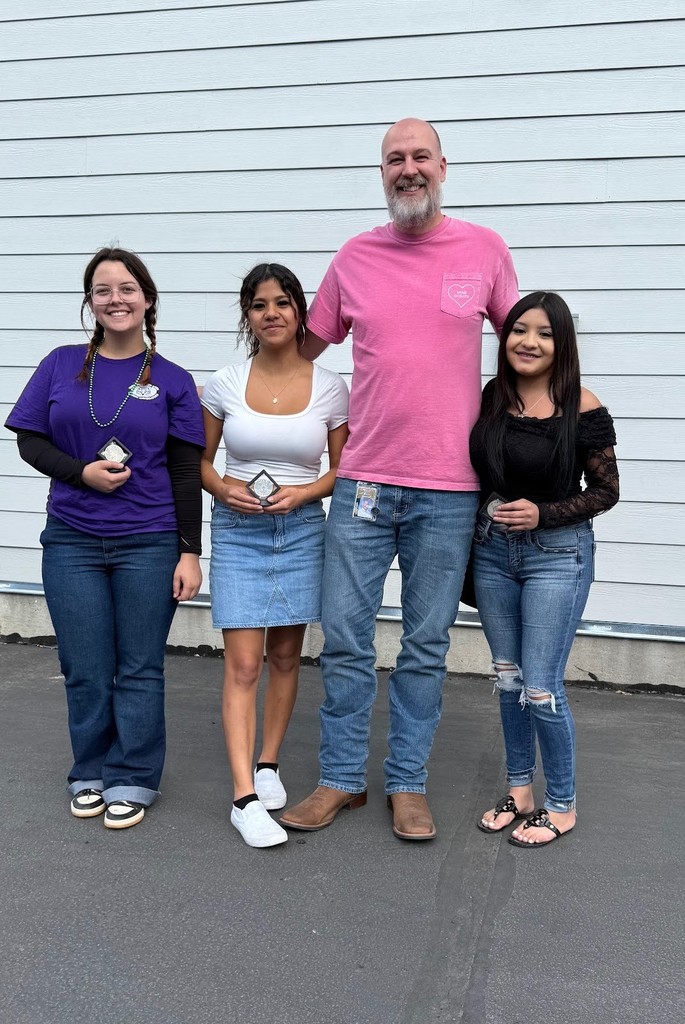 MVHS Challenge Coin Awarded winners with Principal Jason Keister.