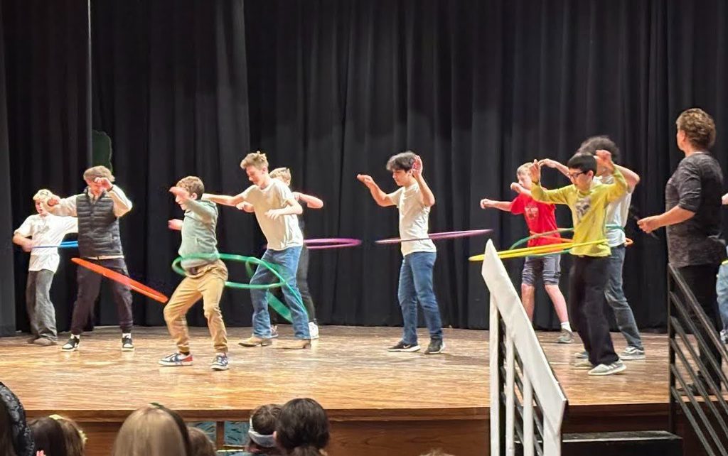 O'Leary middle school students hula hooping.