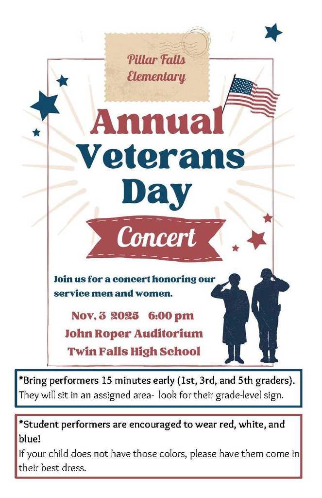 american flag veterans and information about upcoming concert