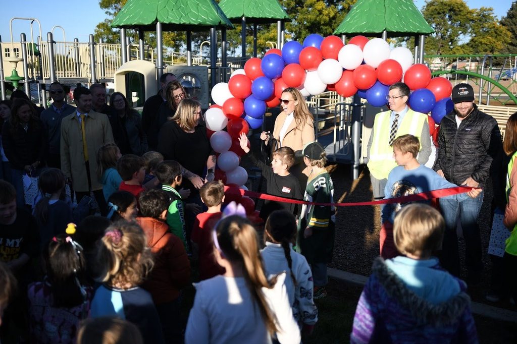 Ribbon cutting ceremony at Harrison Elementary for their new inclusive playground.