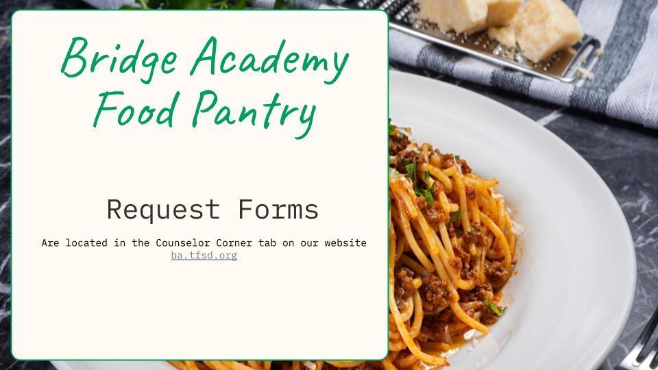 Bridge Academy food bank.