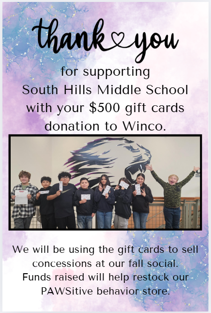 $500 Gift Card Donation from Winco