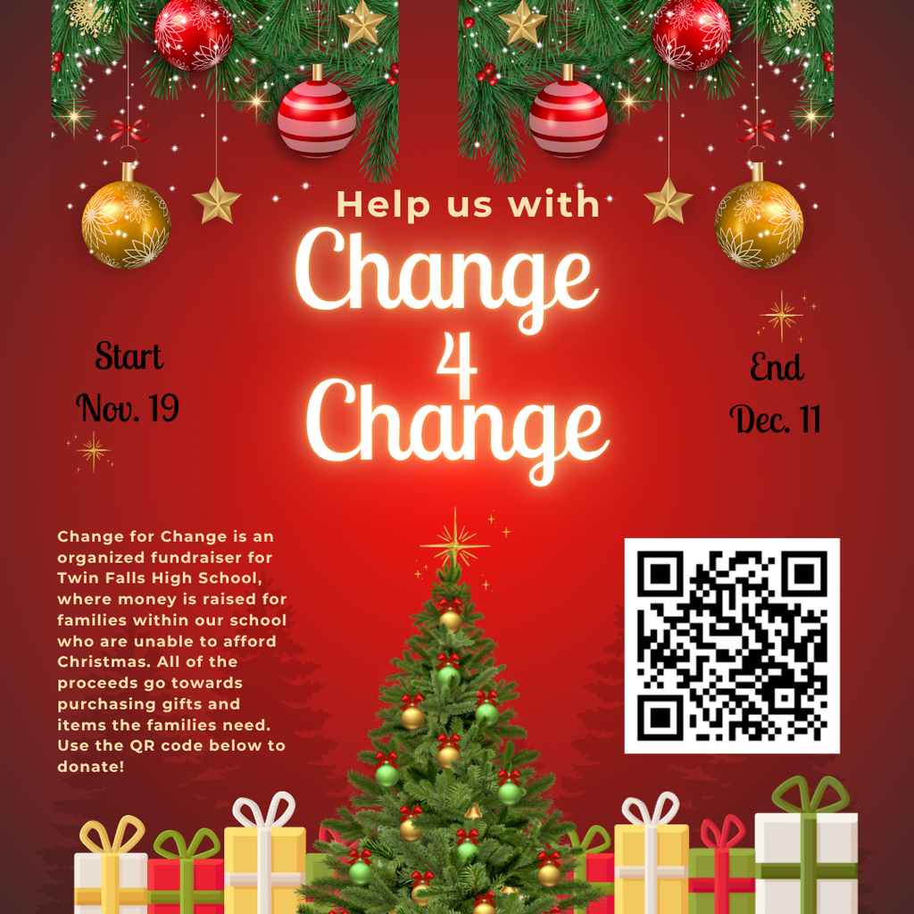 Help us with Change 4 Change November 19 to December 11.  QR code pictured.
