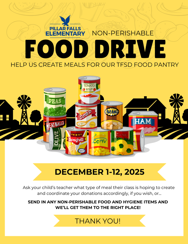 cans of food, FOOD DRIVE information, and farm background 