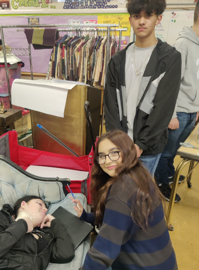 Students working with prosthetics.