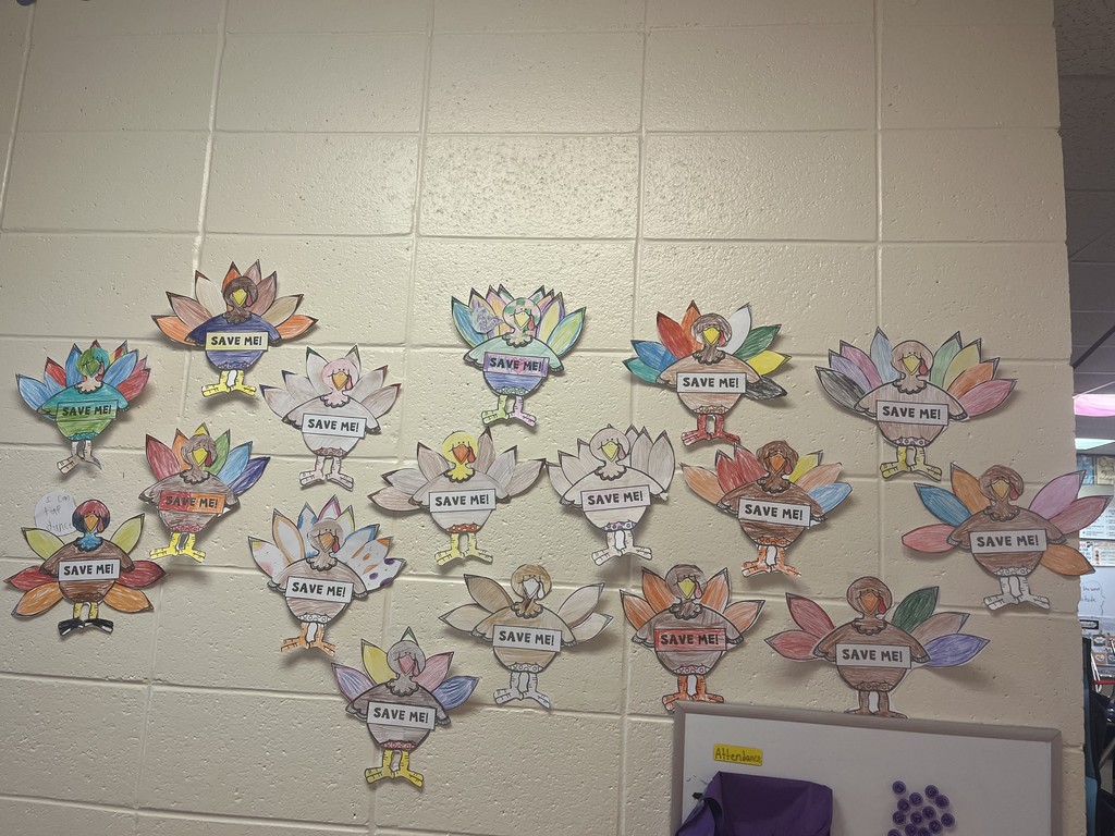 Students made "save me" turkeys.