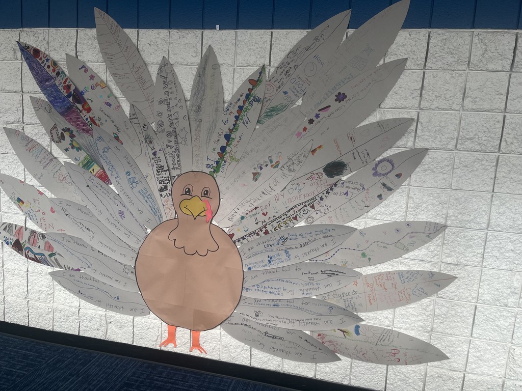 Turkey display- each feather shows something students are grateful for.