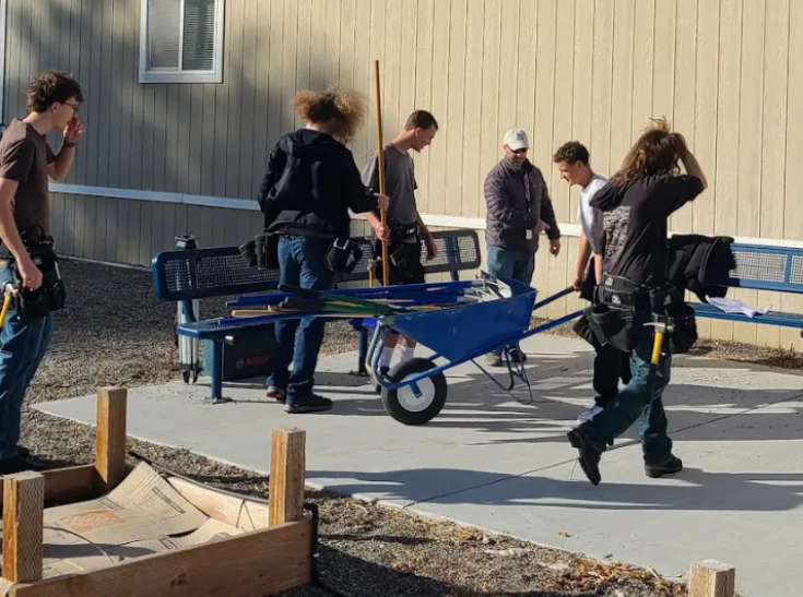 Construction students at work.