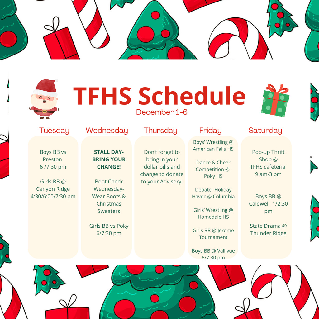 TFHS Schedule December 1-6