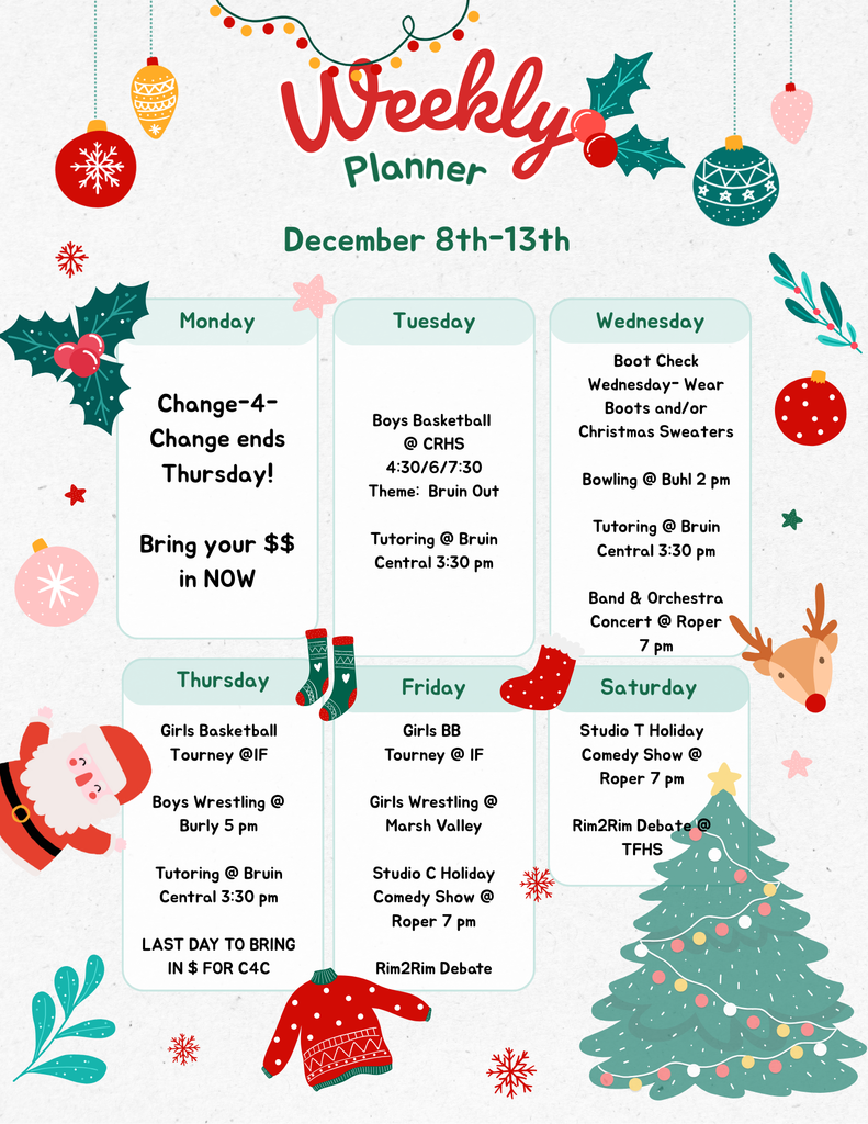 Weekly Planner December 8th-13th