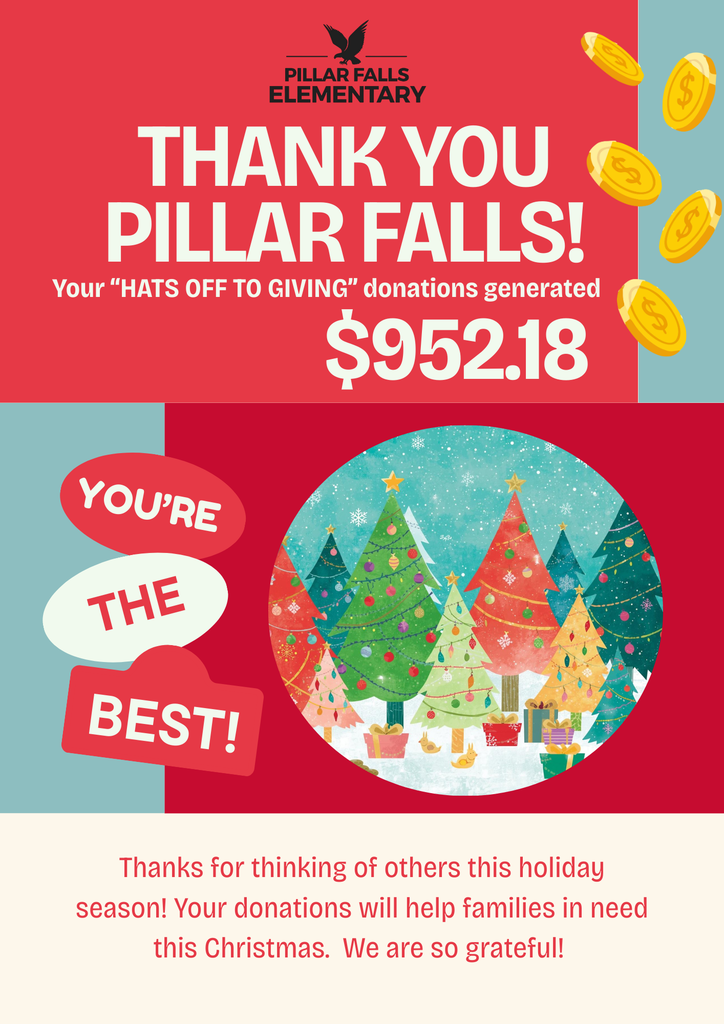 christmas trees and coins, donations totaled $952